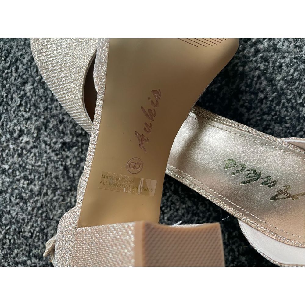 Ankis Sparkling Ankle-Strap Block Heel Sandals - Champagne - Picture 10 of 10